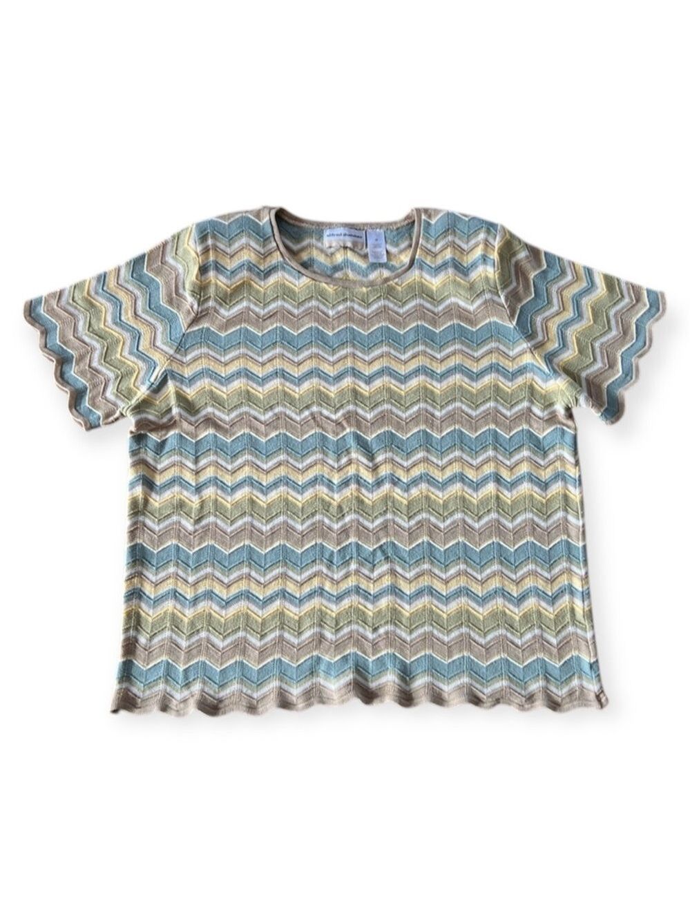 ALFRED DUNNER Multicoloured Chevron Knit Top Size 2X